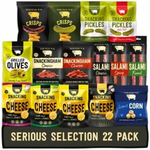 Serious Pig Serious Snack Selection Box with Cheese, Salami, and Pickles (22 Pack)